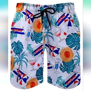ALOHAS Men's Tropical DISOLVING Swim Shorts - Multicolor Size Large